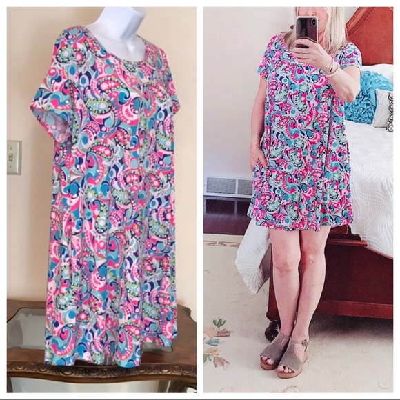 peach swing dress